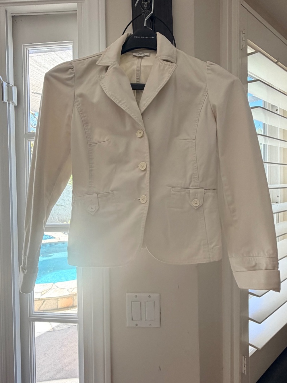 Ann Taylor LOFT Ivory Cotton Blazer Jacket Size 4